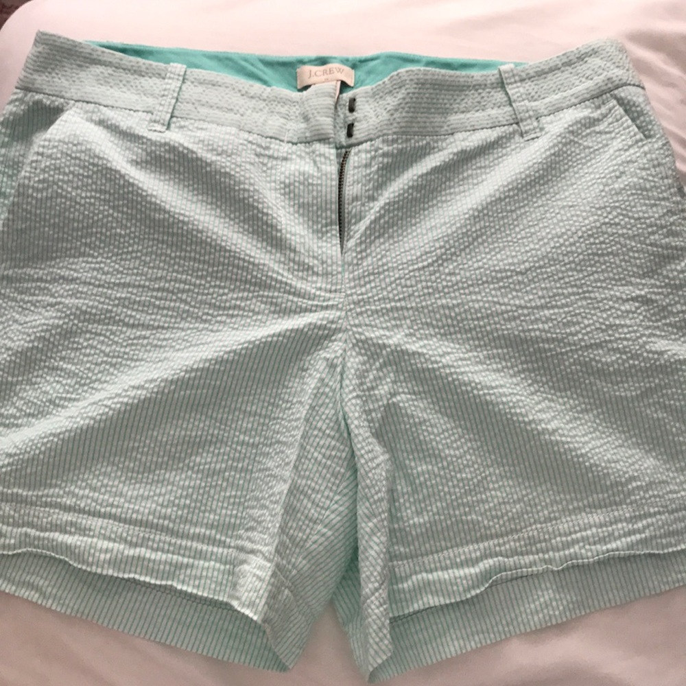 Seersucker teal J Crew shorts!